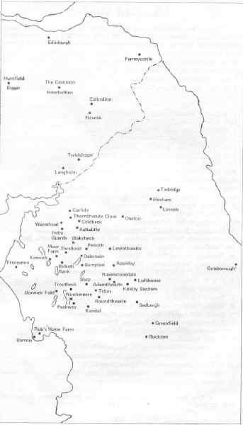 Map of breeders and owners of Fell Ponies shown at the last three Stallion & Colt shows.  [select to view a larger image]